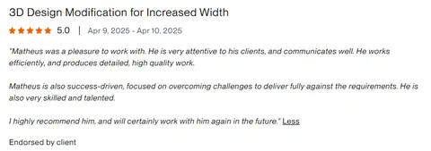 Avaliação original em inglês na Upwork: Cliente na Upwork
