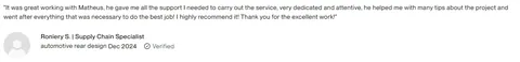Avaliação original em inglês na Upwork: Roniery S.
